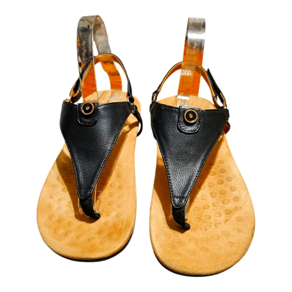 Athlefit Women's Orthopedic Walking Thong Sandals Size 9 Black